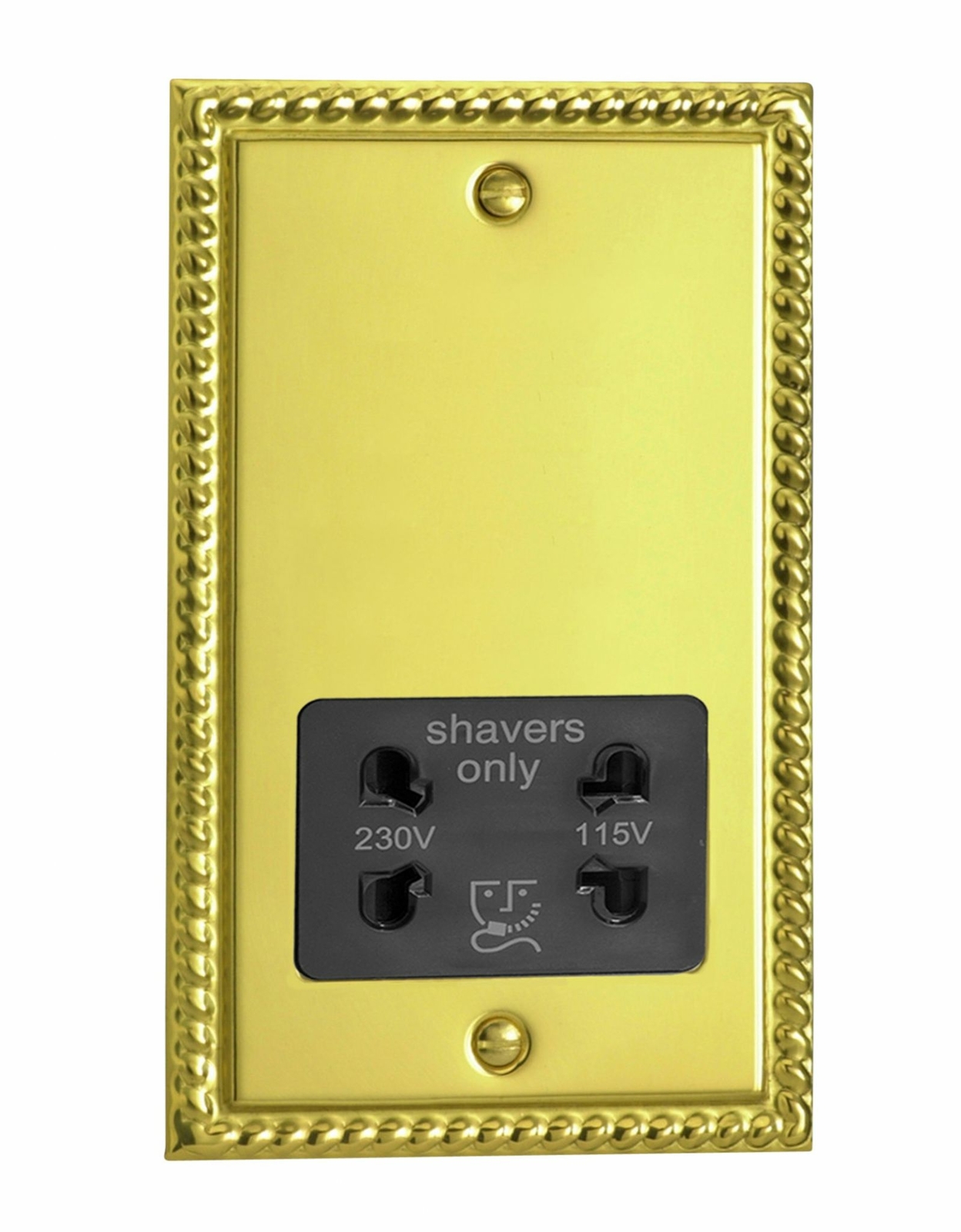 Varilight XGSSB Georgian Polished Brass Dual Voltage Shaver Socket 230V/115V