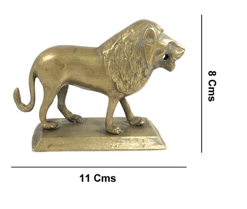 Old Brass Standing Lion Figure Desk Decorative Small Brass Animal Figure G7-1082 - Picture 2 of 8