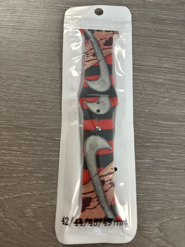 Correa para reloj Apple Nike DUNK Freddy Kreuger silicona 42-49 mm 1-9 Ultra 1 2 Foto 2 de 4