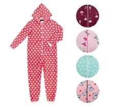 Women's Brushed Fleece Hooded Adult Jumpsuit Zipper Printed 1Onesie Pajamas
