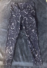 Active Life Women's Printed Pocket Tight Black Brown Marble Athletic Pant MED