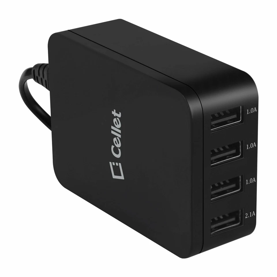 5V 25Watt 5.1Amp 4 Port USB Desktop Charging Station/Travel Wall Charger Black. - Image 2 of 4