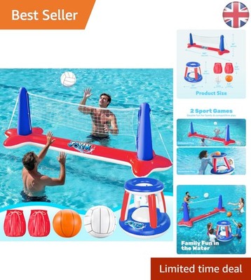 Joyin Aufblasbares Pool Float Set: Volleyballnetz & Basketballkörbe für Ultima...