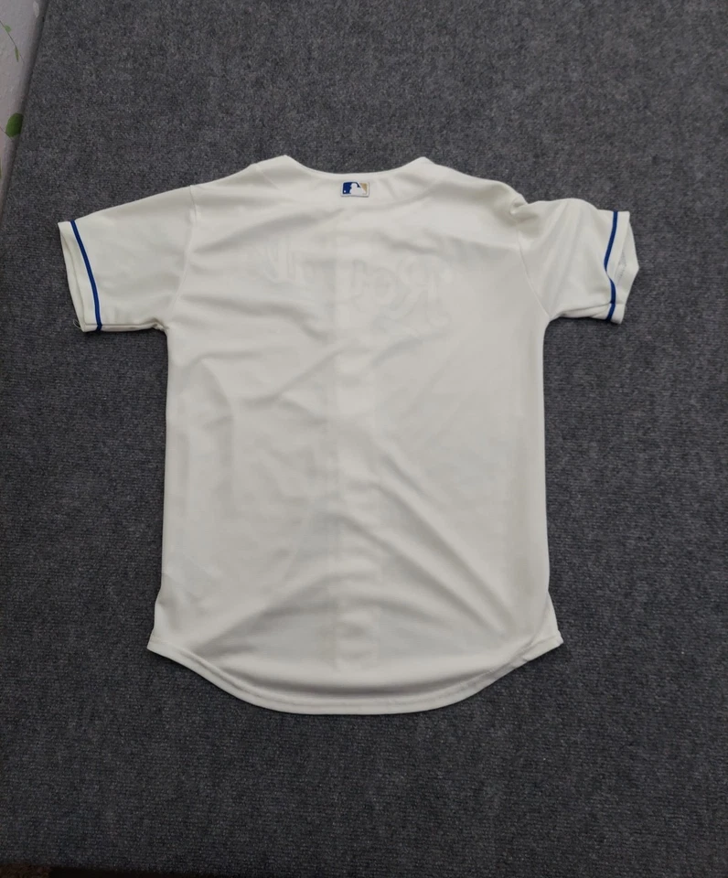 Kansas City Royals Jersey Youth LRG 14-16 White Blue Button Up Majestic MLB Cool - Image 2 of 4