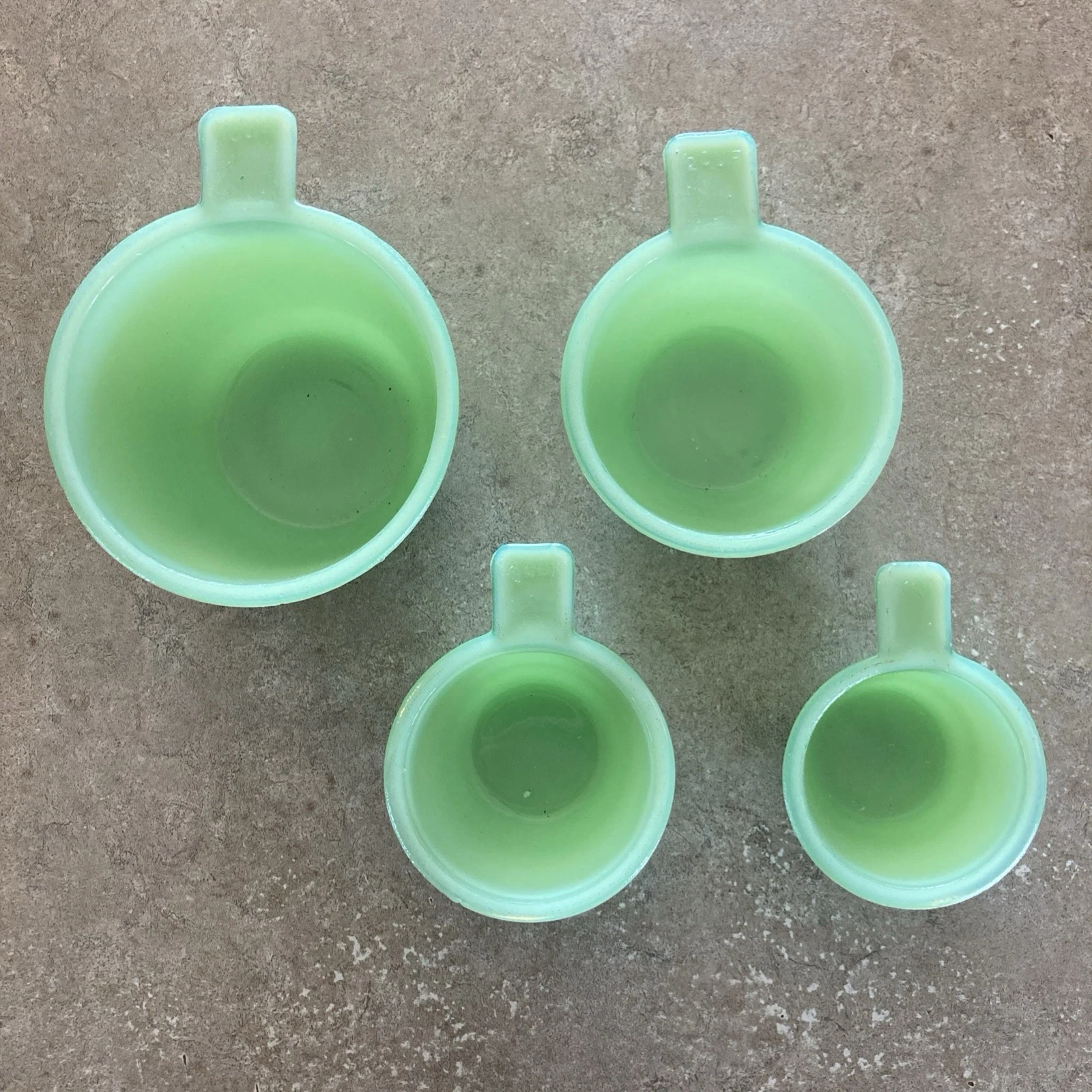 Vintage Style Gooseberry ~Jadeite Green Glass Nesting Measuring Cups ~Set of 4