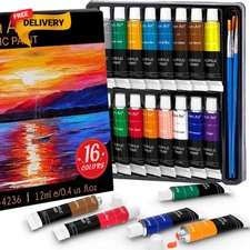 Acrylic Paint Set for Pumpkin Painting 16 Colors Painting Supplies for Canvas...