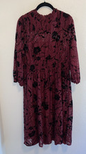 Modcloth Burgundy Holiday Party Floral Long Sleeve Lace Dress Size XL NWOT