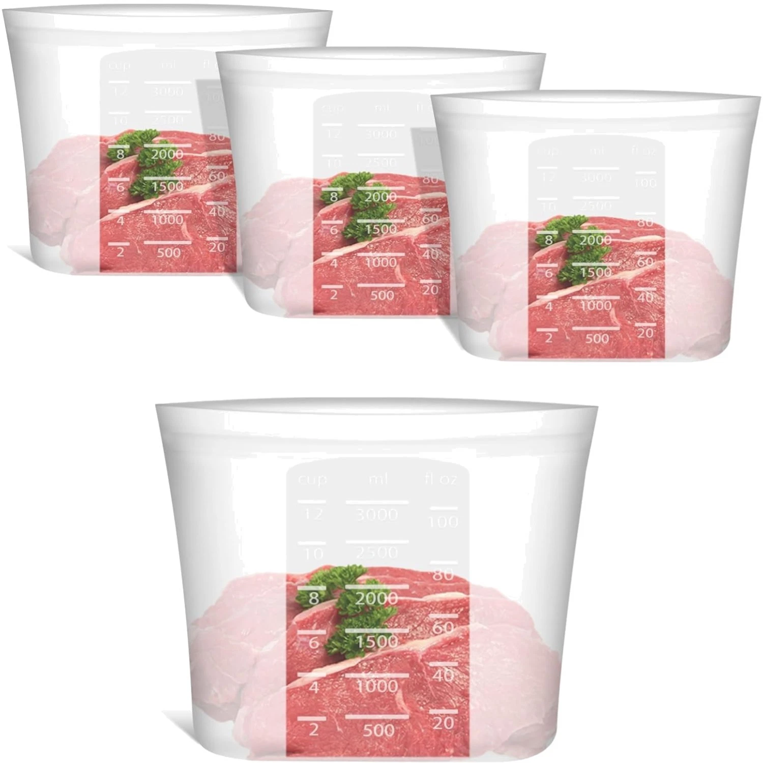 Reusable Storage Bags Extra Large, 0.8 Gallon/101 fl.oz/3000 ml, 4 Pack 100% ...