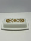 Vintage PYREX Corning Ware Corelle Gold Butterfly Milk Glass Butter Dish EUC