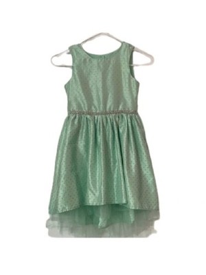 Blueberi Boulevard Girls Mint Green Silver Polka Dot Dress Size 7