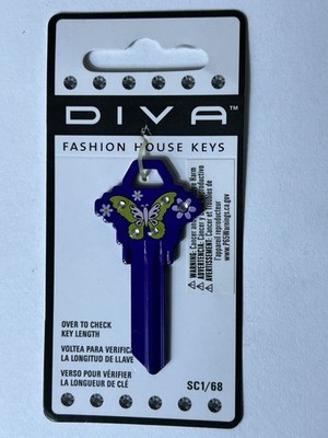 Hillman DIVA ''Butterfly'' Key Blank 87051 Brass Purple SC1/68  Cassette H  SC1 68