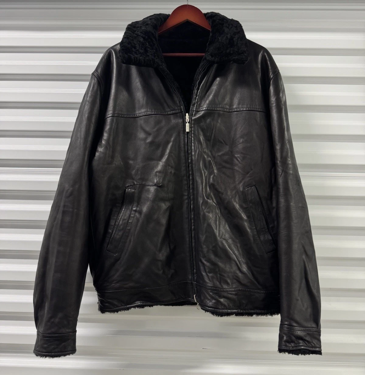 $25k Brioni Fur Black Bomber Jacket Italy Stunning Leather Lined Reversible - product detail image 3