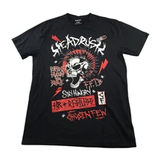 Headrush T Shirt Mens M Chosen Few Fortune Favors the Brave Patches Skull MMA 