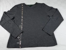 LAUREN RALPH LAUREN Active Long-Sleeve Charcoal Gray Shirt Women Large