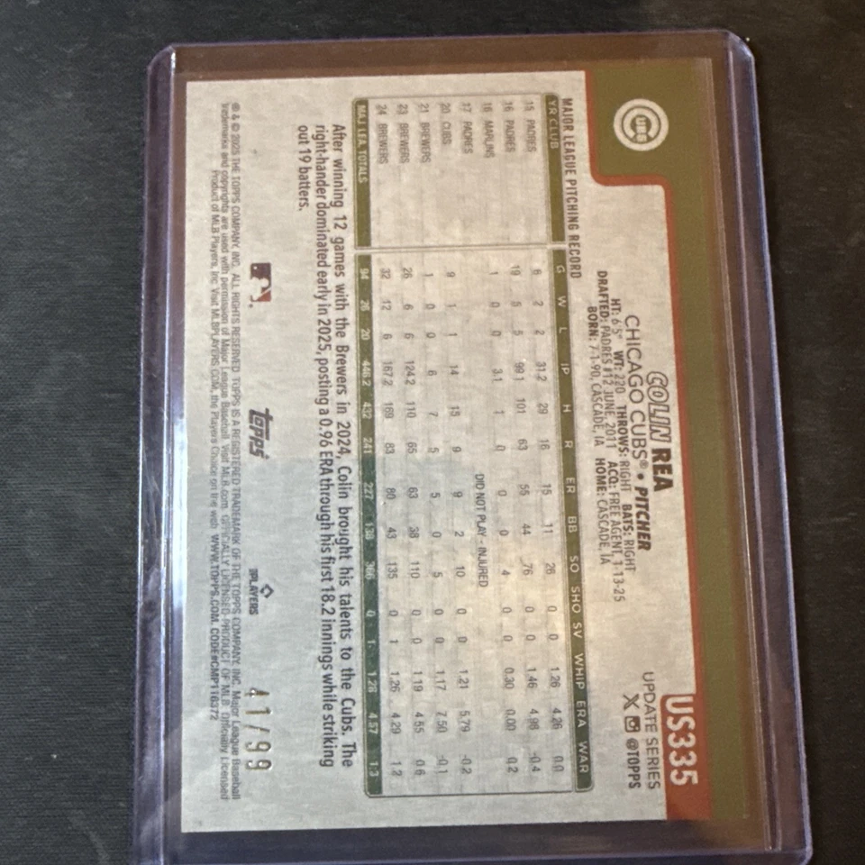 2025 Topps Update Series Colin Rea Vintage Stock /99 - Image 2 of 2