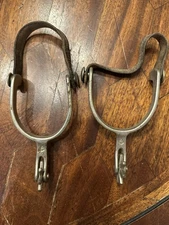 Antique North & Judd Horse Spurs Nickel Anchor marked Weathers Set Of 2 Pair