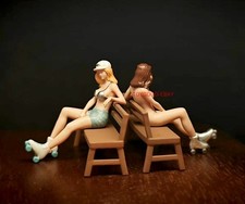 Set figure e panchina bambina moda miniatura 1:64 accessorio diorama per modellino auto