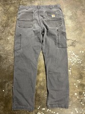 Carhartt Men  s Relaxed Fit Size 36x34 Double Knee Gray Workwear Pants