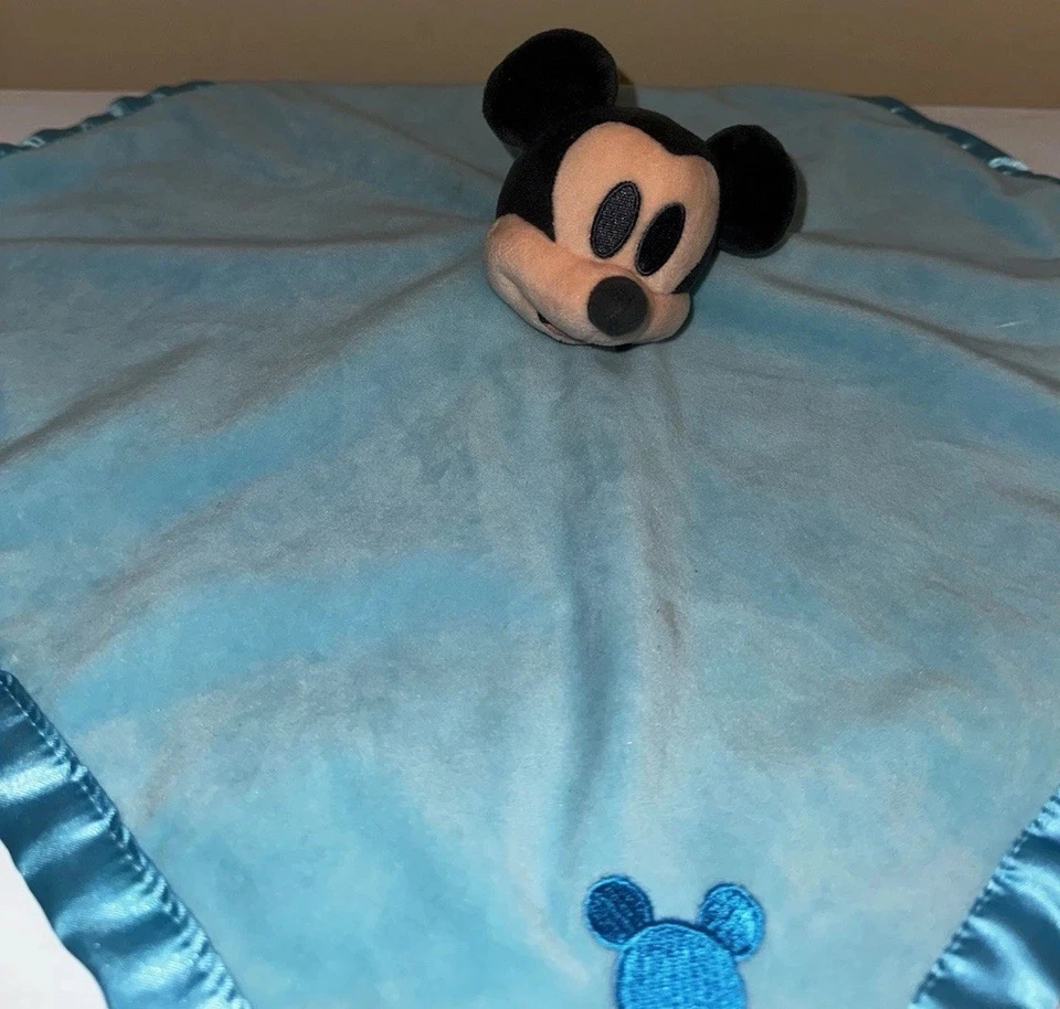 Manta de seguridad Mickey Mouse Lovey de felpa bebé niño azul Disney Foto 2 de 4