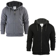 Mens Sherpa Zip Lined Hoodie Warm Fleece Jacket Cosy Winter Casual Hooded Jacket