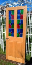 Victorian style coloured glass door Internal oak 