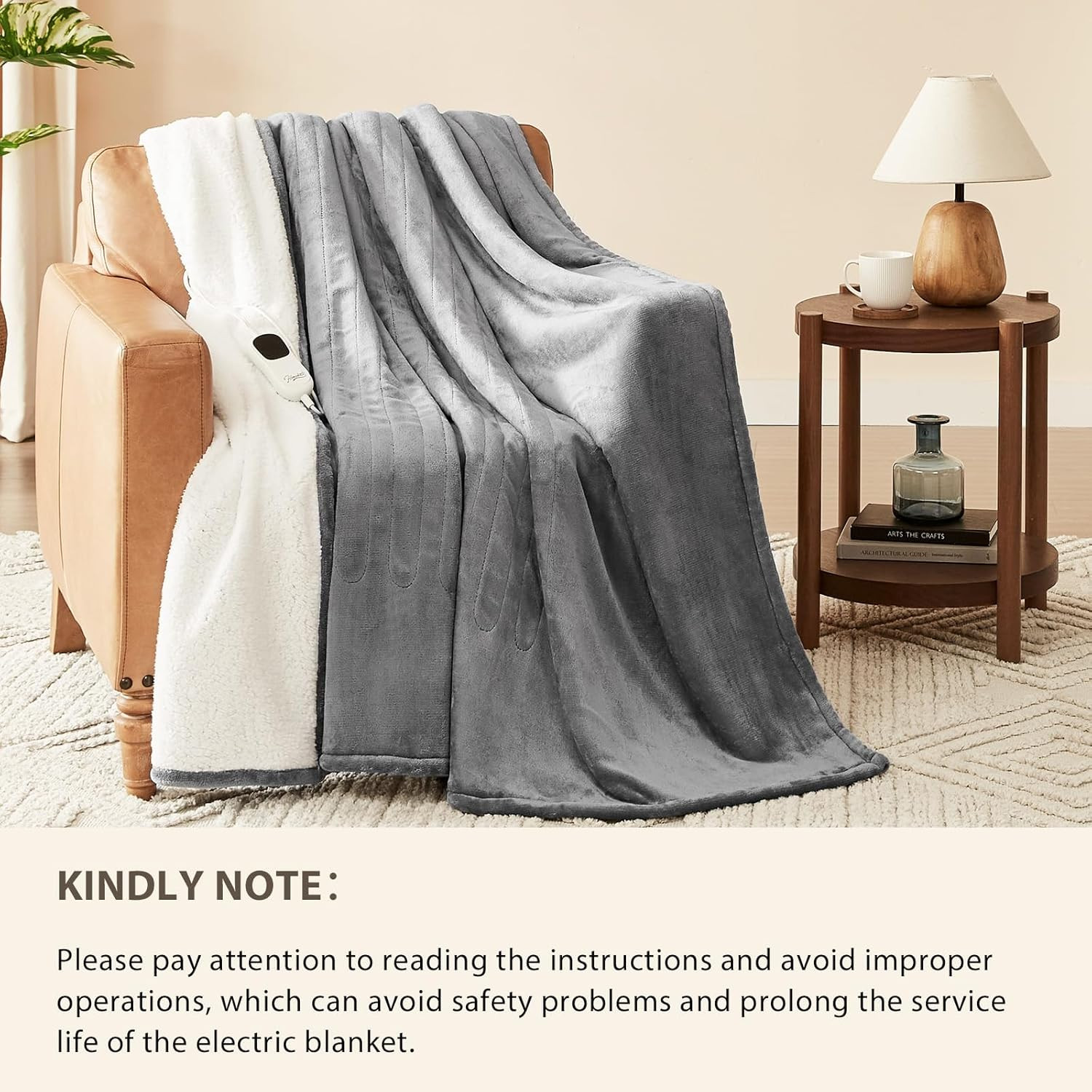 Homemate Heated Blanket Electric Throw - 50"X60" Heating Blanket Throw 1/2/4/6/8