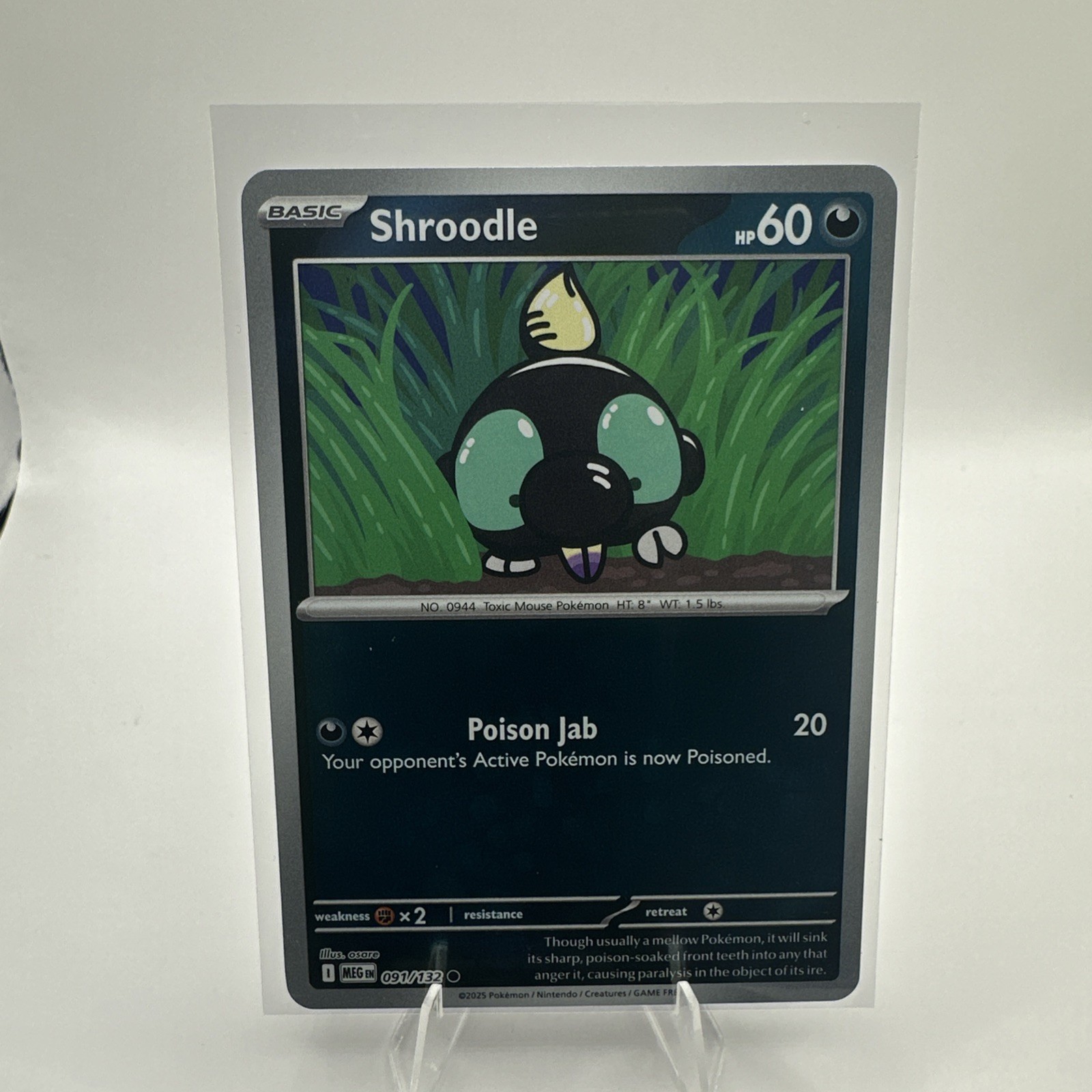 Pokemon 2025 ME01: Mega Evolution Shroodle 91/132 Reverse Foil