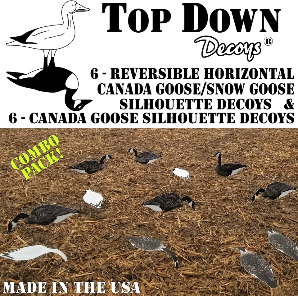 Combo Pack - Canada Goose/Snow Goose Decoy - 6 Vertical Goose Decoys and 6 Rever - Image 2 of 4