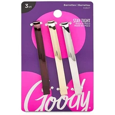 Goody Stay Tight Metal Hair Barrettes 3 Count Assorted Colors for All Day Wear