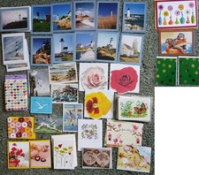 60 Blank Notecards Lot Lighthouses Vtg Seagulls Butterflies Flowers Tiny Cat