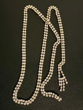 Ultra Thin Clear Rhinestone Adjustable Belt  Gold Tone Chain  Womens 41" Long