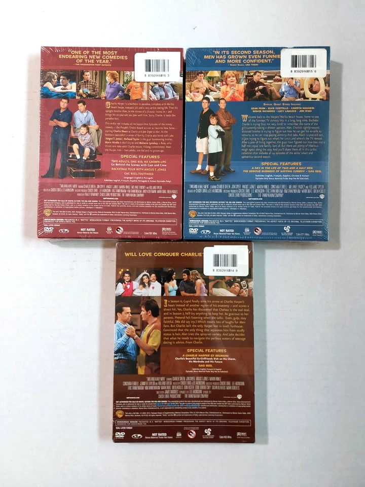 New! Two and a Half Men 3 DVD Set Lot Season One, Two & Seven SEALED! - Image 2 of 2