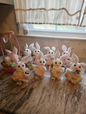 Vintage Lot Of 9 Easter Bunny Rabbit  Chenill...