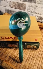 Vintage Mexican Maraca Gourd Shaker Music Mexico Hand Painted Blue