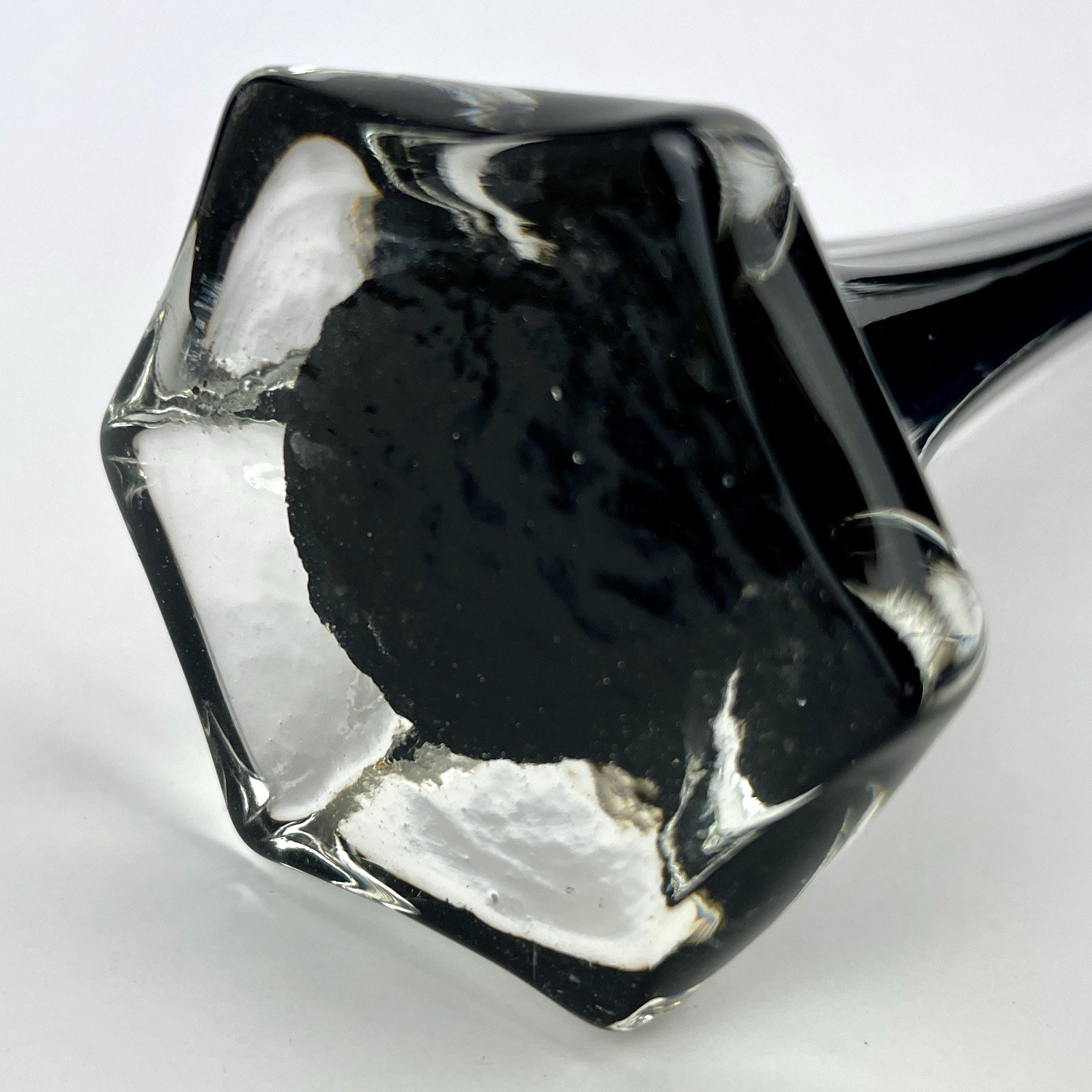 Vintage Black Cased Art Glass Bud Vase Scandinavian Style Hexagonal 30cm Tall image 3