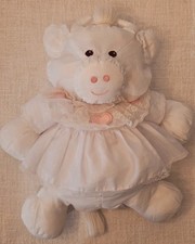 1986 Fisher-Price Puffalump The Puffalumps 14" White Cow Plush, Removable Dress