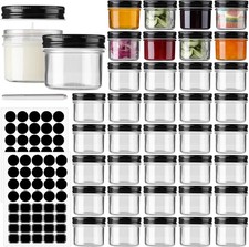 4 oz Glass Mason jars With Regular Black Lids, 40 Pack 4 oz Canning Jars