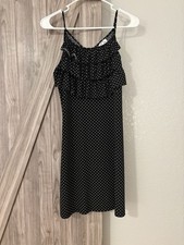 Youth Girls Size Large Black And White Polka Dot Dress Summer Dress Lightweight