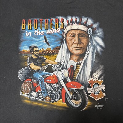 Vintage 3D Emblem Harley Davidson Brothers in the Wind Biker T