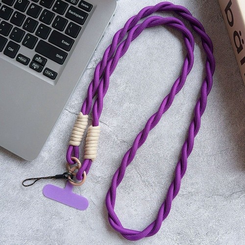 Twist Nylon Strap Mobile Phone Long Lanyard Hanging Neck Rope - Photo 8 sur 11