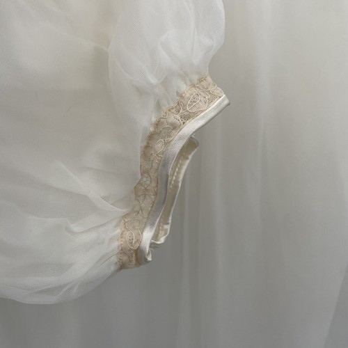 Vtg Chevette White Babydoll Peignoir Puff Sleeve Sheer Night Dressing Gown Bows - Picture 5 of 9