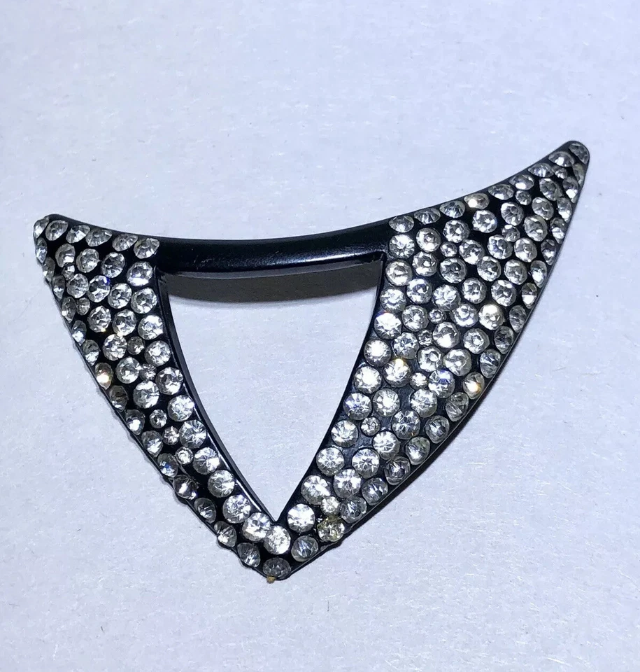 Art Deco Lucite Acrílico Resina Estrás Antiguo Vintage Hebilla de Cinturón Foto 4 de 4