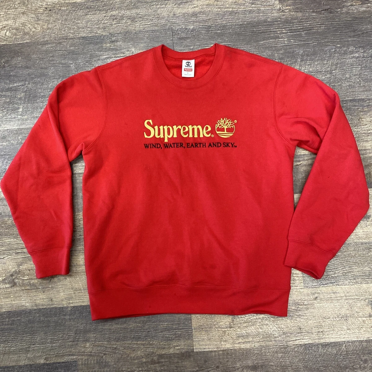 Supreme x Timberland Crewneck Red Large SS20 Wind Water Earth Sky Made In Canada