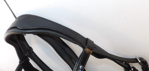 Lack Leder Trense schwarz blau Strass anatomisch soft WB mit Zügel - Bild 7 von 8