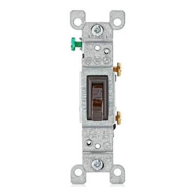 Leviton 1451-2, 120 VAC, 15 A, Brown, 1-Pole, Grounding, Toggle Switch, 1 pc