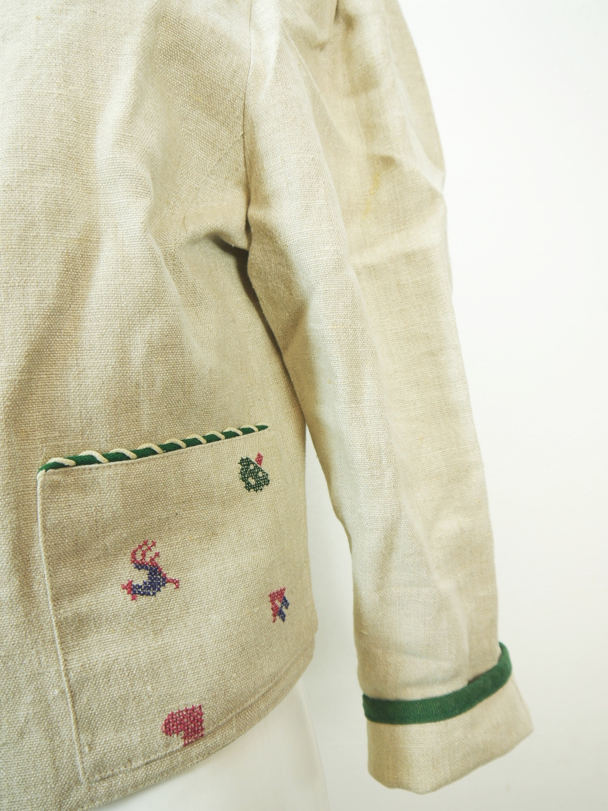 M&G beige mit Kreuzstich Stickerei großartige Damen Leinen