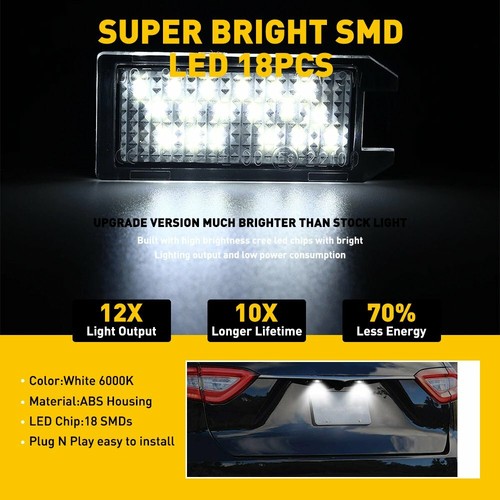 2x Lámparas de matrícula LED para 2013-2019 Fiat 500 Maserati Levante EE. UU. - Imagen 8 de 11