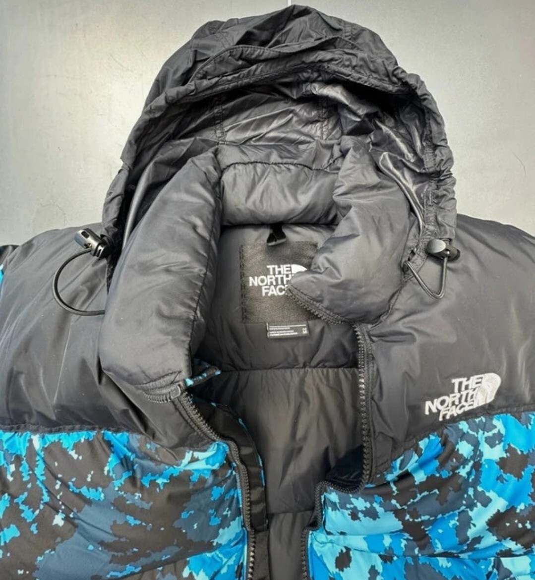 Mens The North Face 1996 Nuptse Jacket Blue Lake Camo Medium Rare Repaired image 6