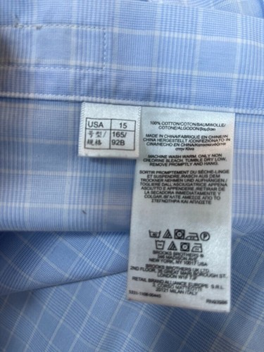 BROOKS BROTHERS SHIRT 15 4 5 Mens Blue White Check Non Iron Cotton 346 REGULAR - Picture 6 of 13