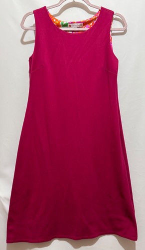 Abito semplice senza maniche Jude Connally fucsia giardino festa donna S made in USA